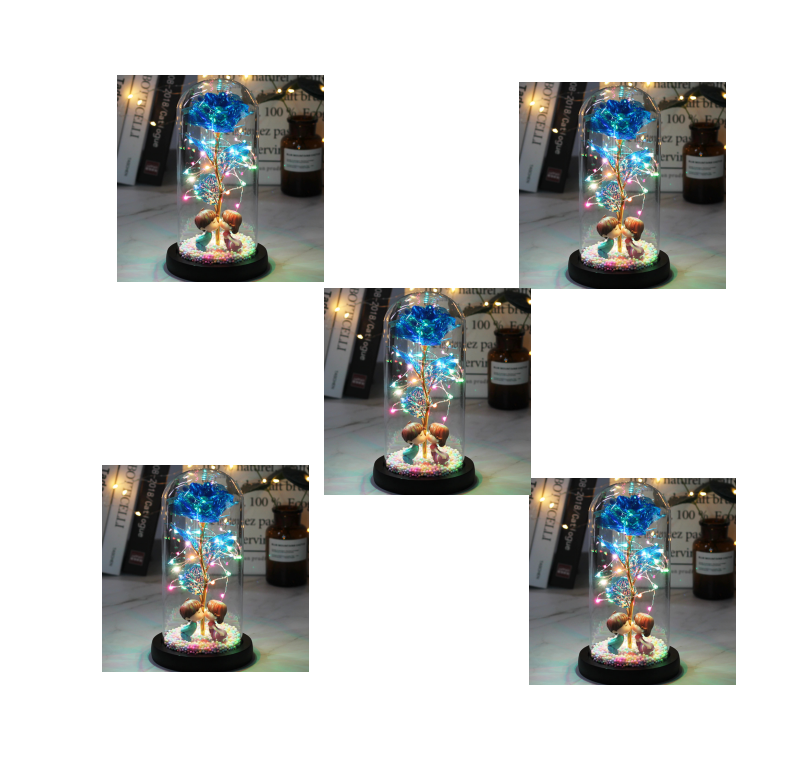 Led Light Glass Cover Rose Flower Micro Landscape