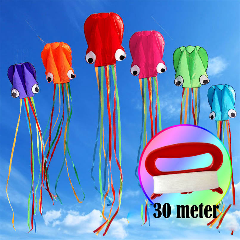 3D 4M Large Octopus Kite with Handle Line Children Outdoor Summer Game Professional Stunt Software Power Beach Kite Kids Toy