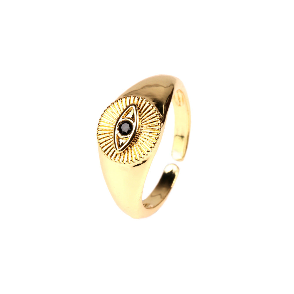 European And American Cold Style 18K Gold-plated Copper Ring