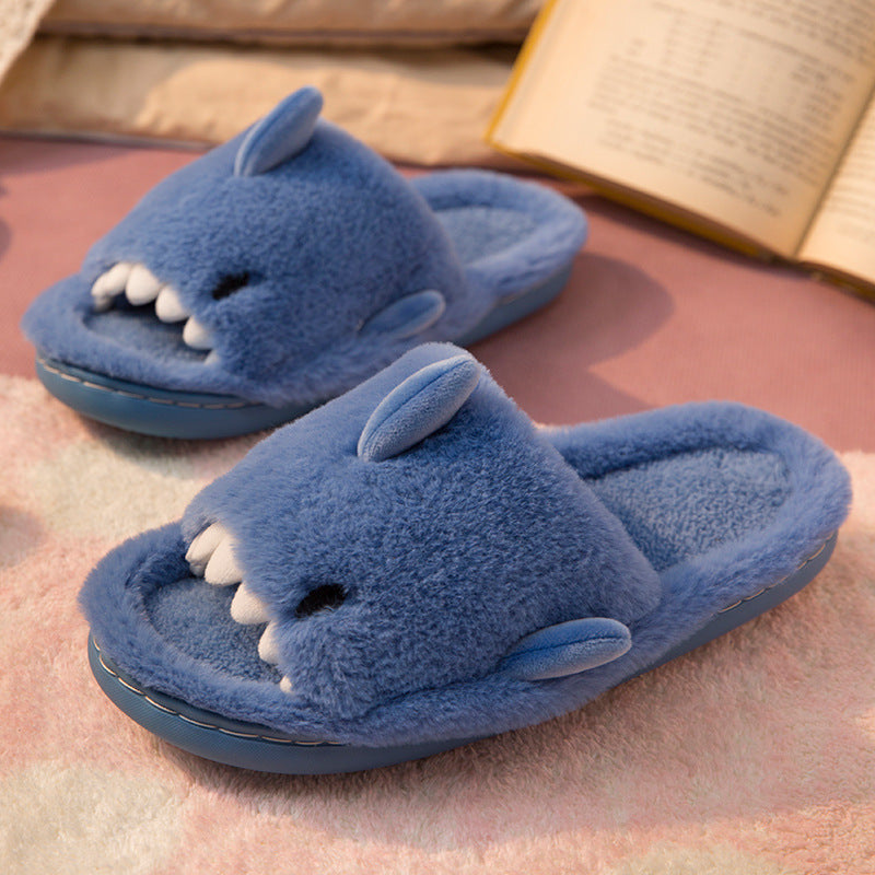 Shark Slippers Fluffy Slippers For Women Couple House Shoes Winter