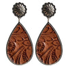 Western Embossed Leather Earrings Bohemian